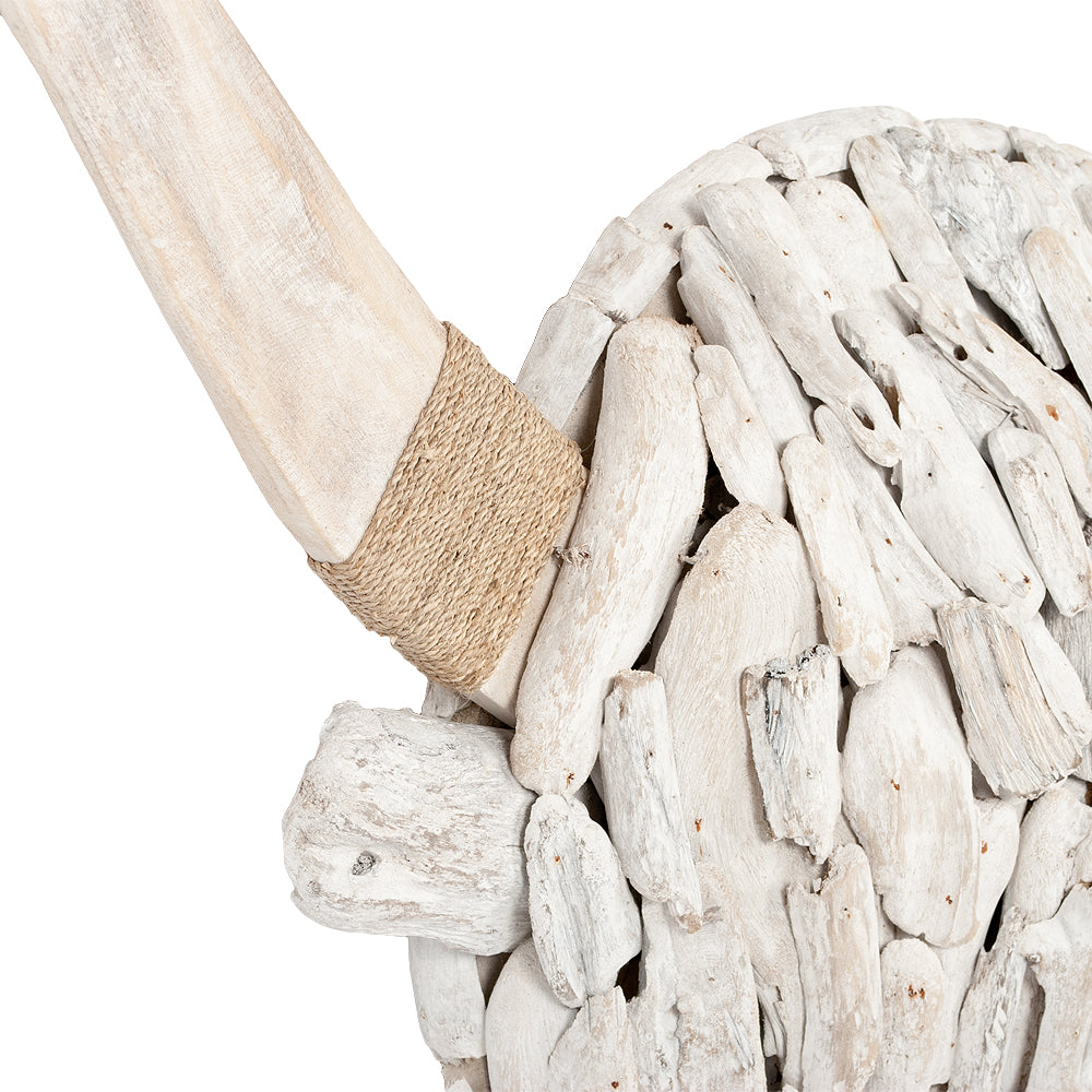 Individuelles Wand Deko-Objekt BULL-BIG ca.120cm White-Wash
