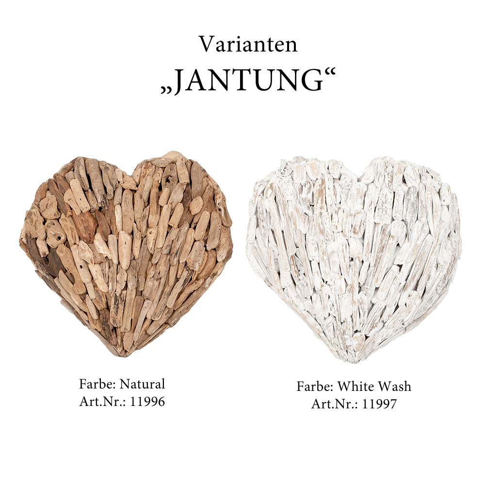 Wand-Deko-Objekt JANTUNG White Wash ca. 60cm Treibholz