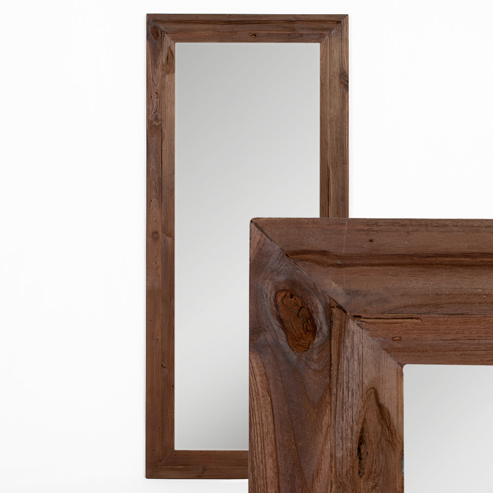 Wandspiegel TEAK 160x70cm recyceltes Teakholz natural Spiegel