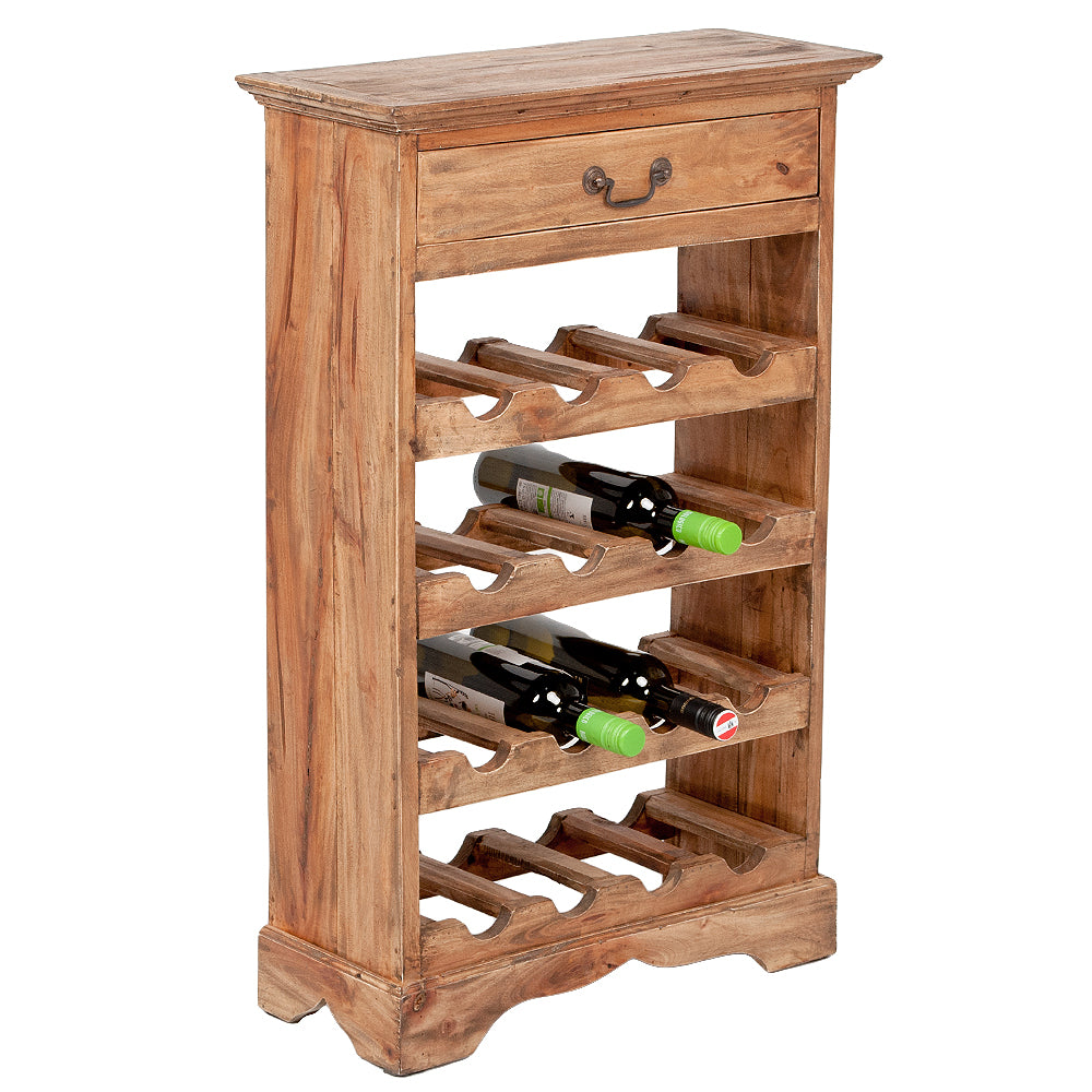 Massivholz Weinregal TINI H85cm Rustic-Grey Mahagoni