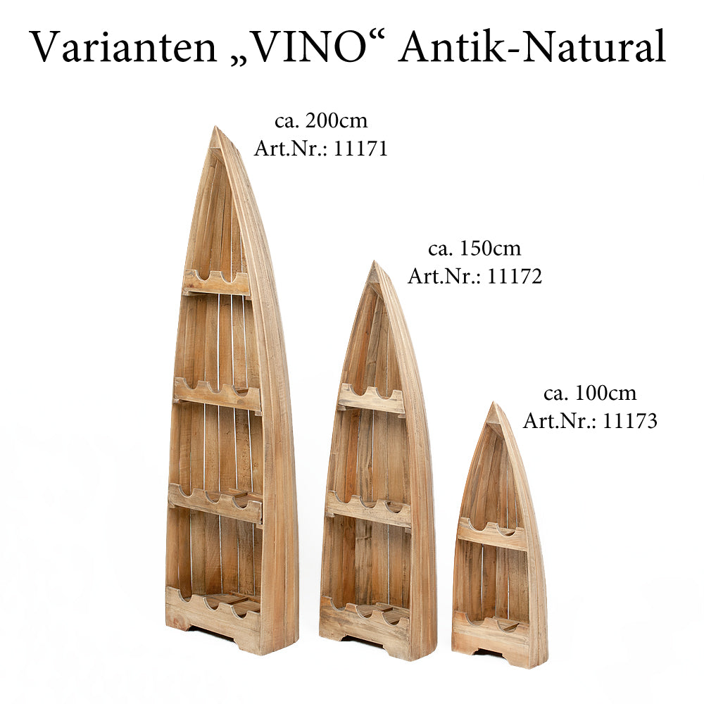 Weinregal VINO-L 150cm Antik-Natural Mahagony Bootsregal