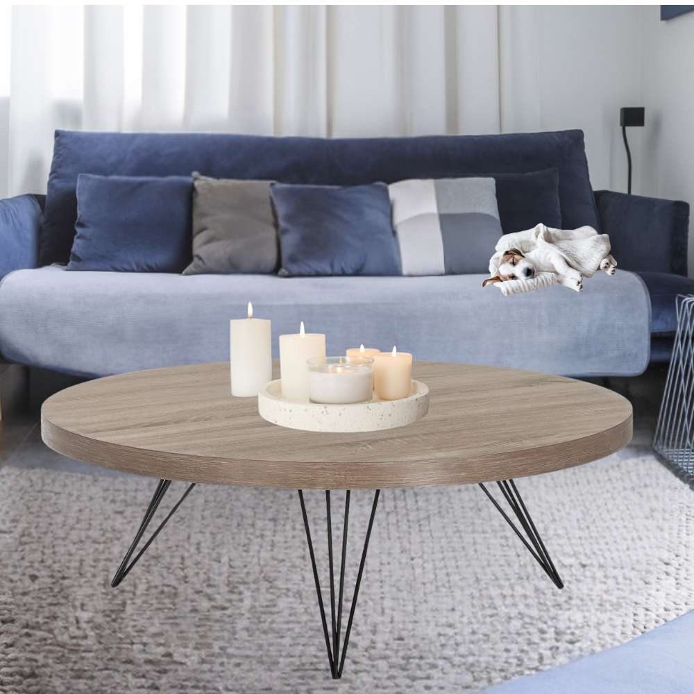 Lounge Couchtisch GRIGIO 90cm hellgrau Eichen-Optik Metallgestell