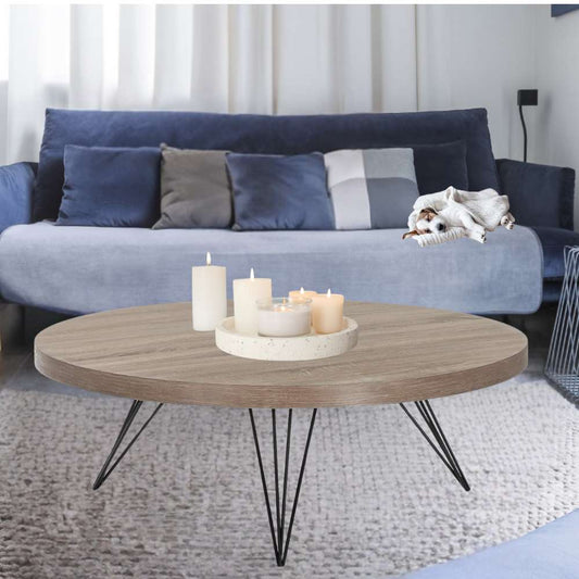 Lounge Couchtisch GRIGIO 90cm hellgrau Eichen-Optik Metallgestell