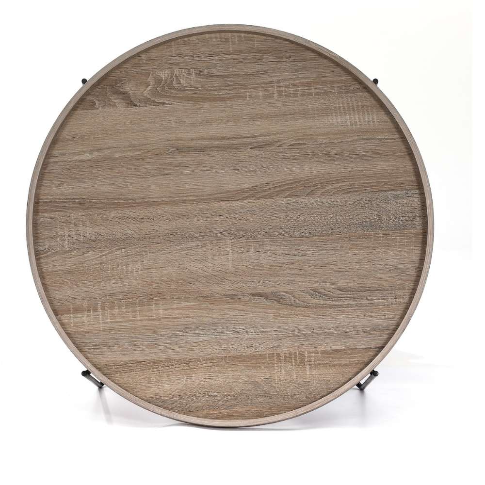 Moderner Couchtisch GRIGIO 74cm hellgrau Eichen-Optik Metallgestell