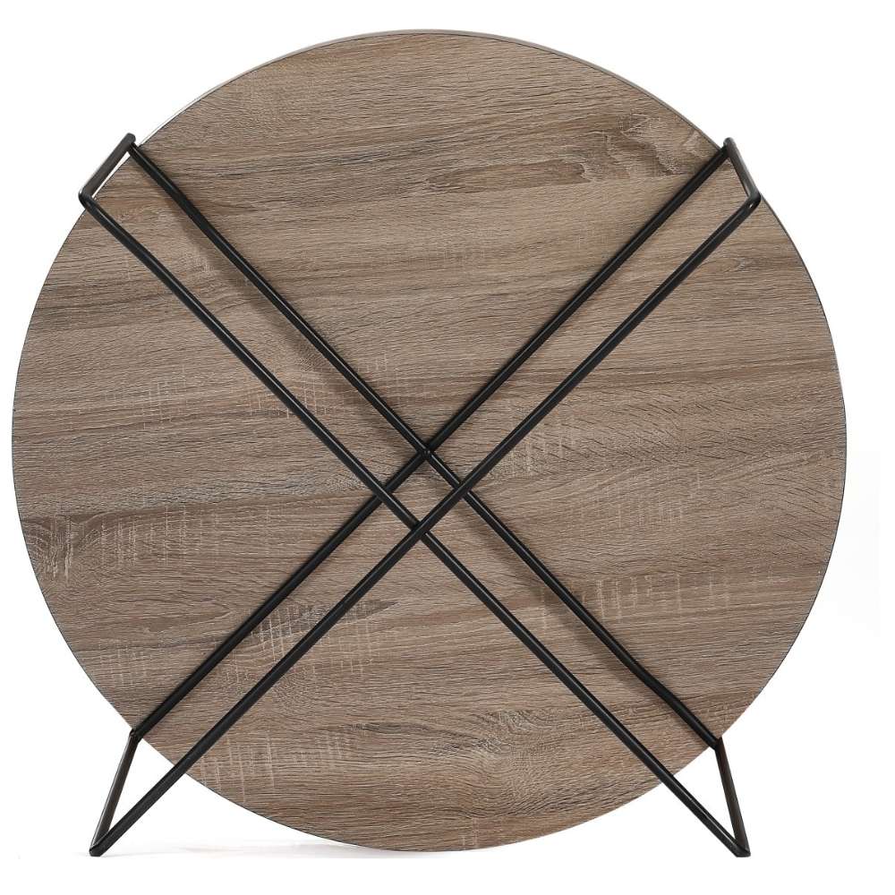 Moderner Couchtisch GRIGIO 74cm hellgrau Eichen-Optik Metallgestell