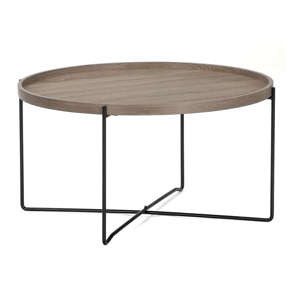 Moderner Couchtisch GRIGIO 74cm hellgrau Eichen-Optik Metallgestell