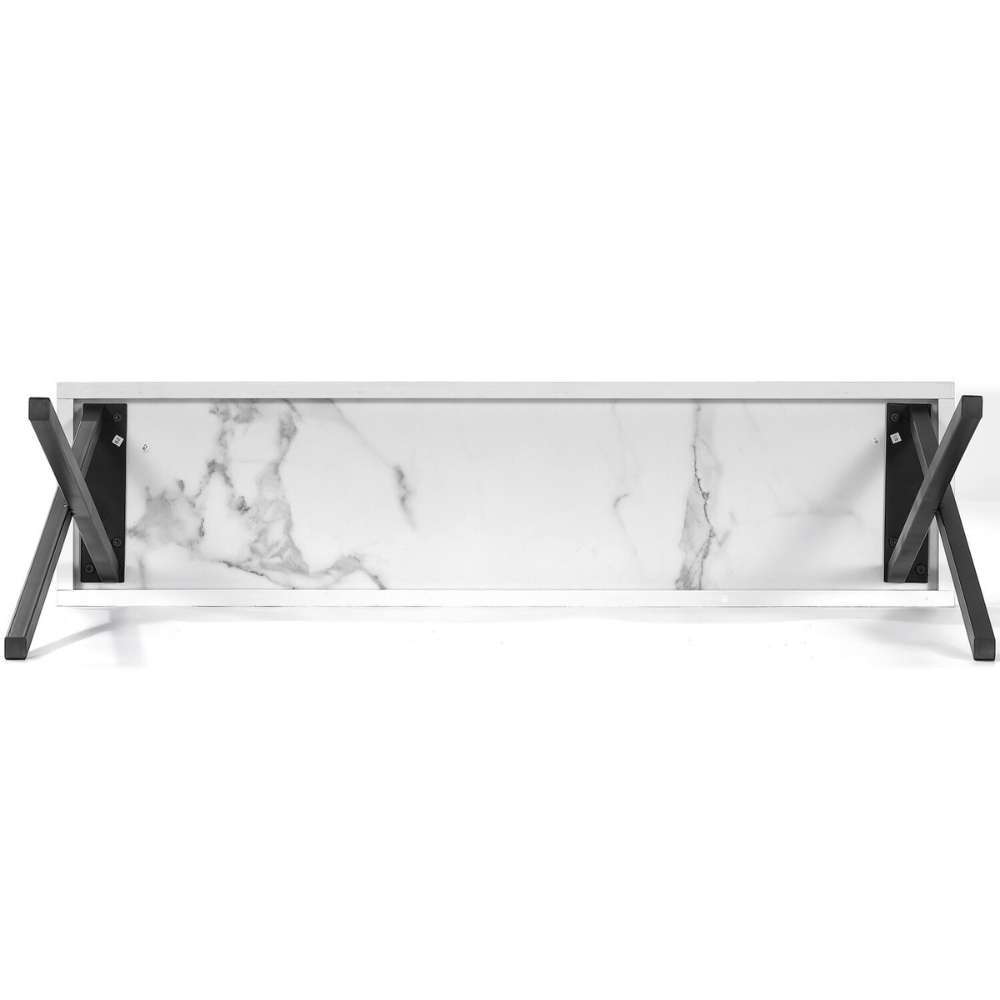 Moderner Konsolentisch TURIN 100cm weiss Marmor-Optik Metallgestell