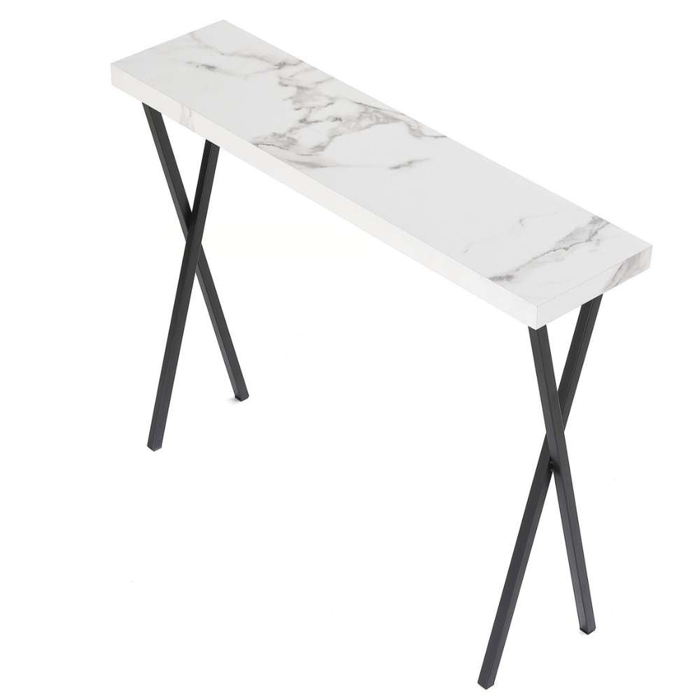 Moderner Konsolentisch TURIN 100cm weiss Marmor-Optik Metallgestell