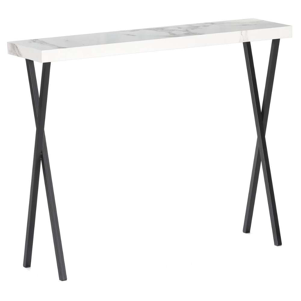 Moderner Konsolentisch TURIN 100cm weiss Marmor-Optik Metallgestell
