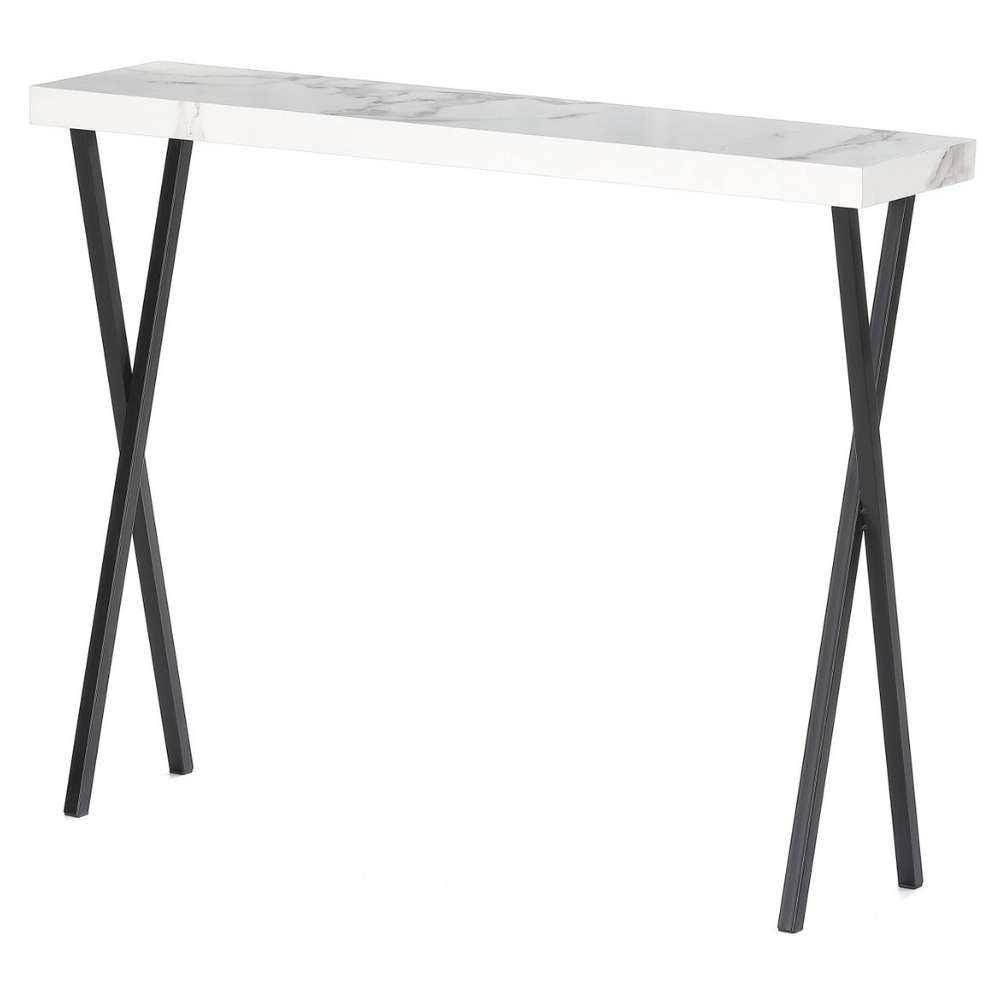Moderner Konsolentisch TURIN 100cm weiss Marmor-Optik Metallgestell