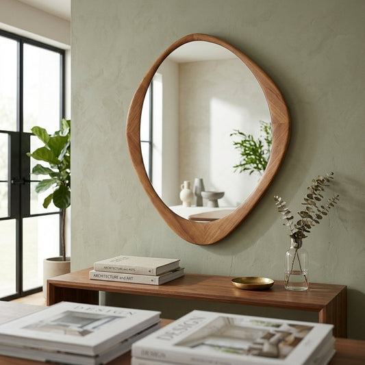 Massivholz Wandspiegel MATA 90 cm Natur Eichenholz-Design