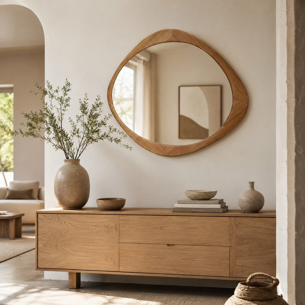 Massivholz Wandspiegel MATA 90 cm Natur Eichenholz-Design