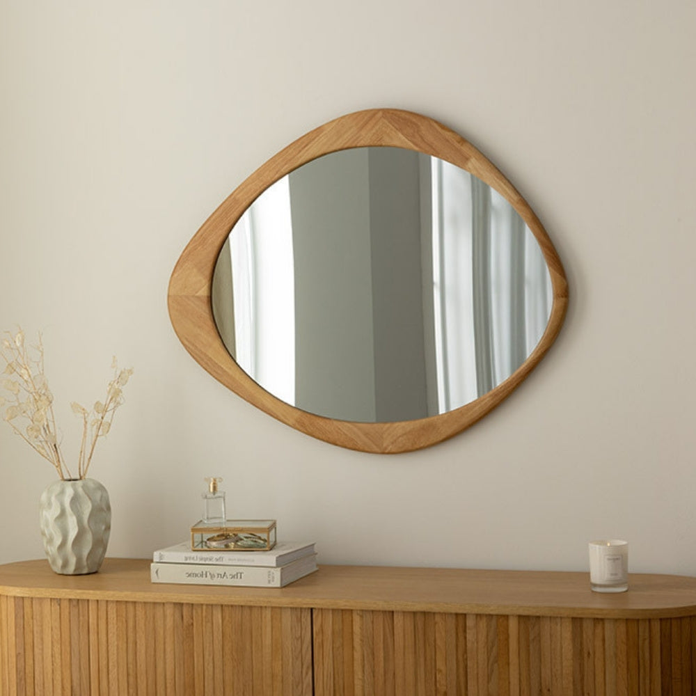 Massivholz Wandspiegel MATA 90 cm Natur Eichenholz-Design