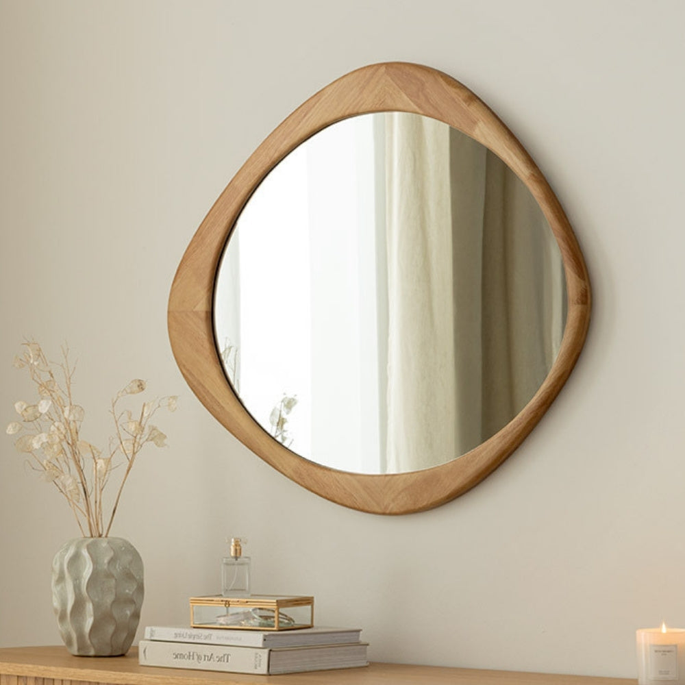 Massivholz Wandspiegel MATA 90 cm Natur Eichenholz-Design