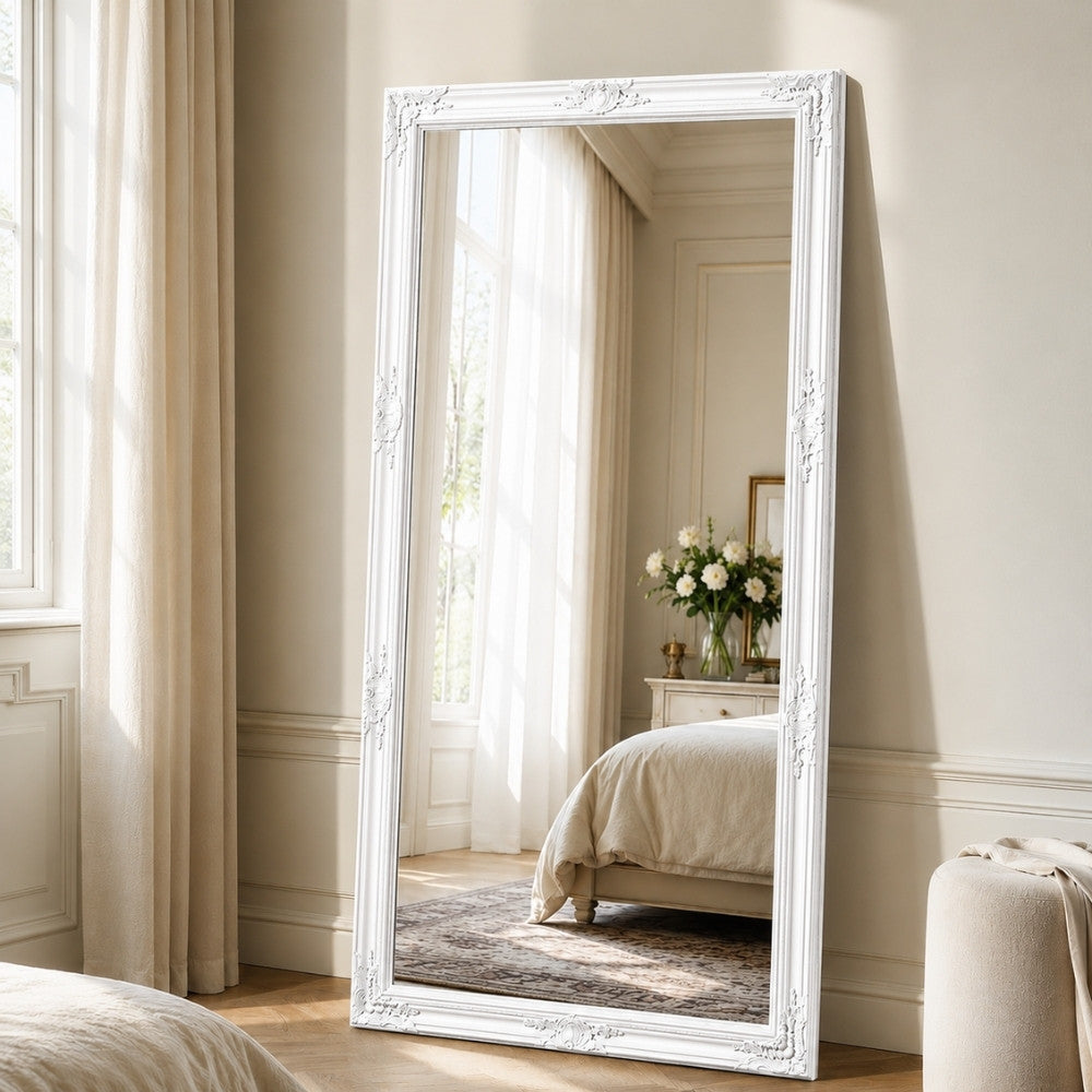 Eleganter Spiegel HOUSE barock Antik-Weiß 180x100cm Holzrahmen