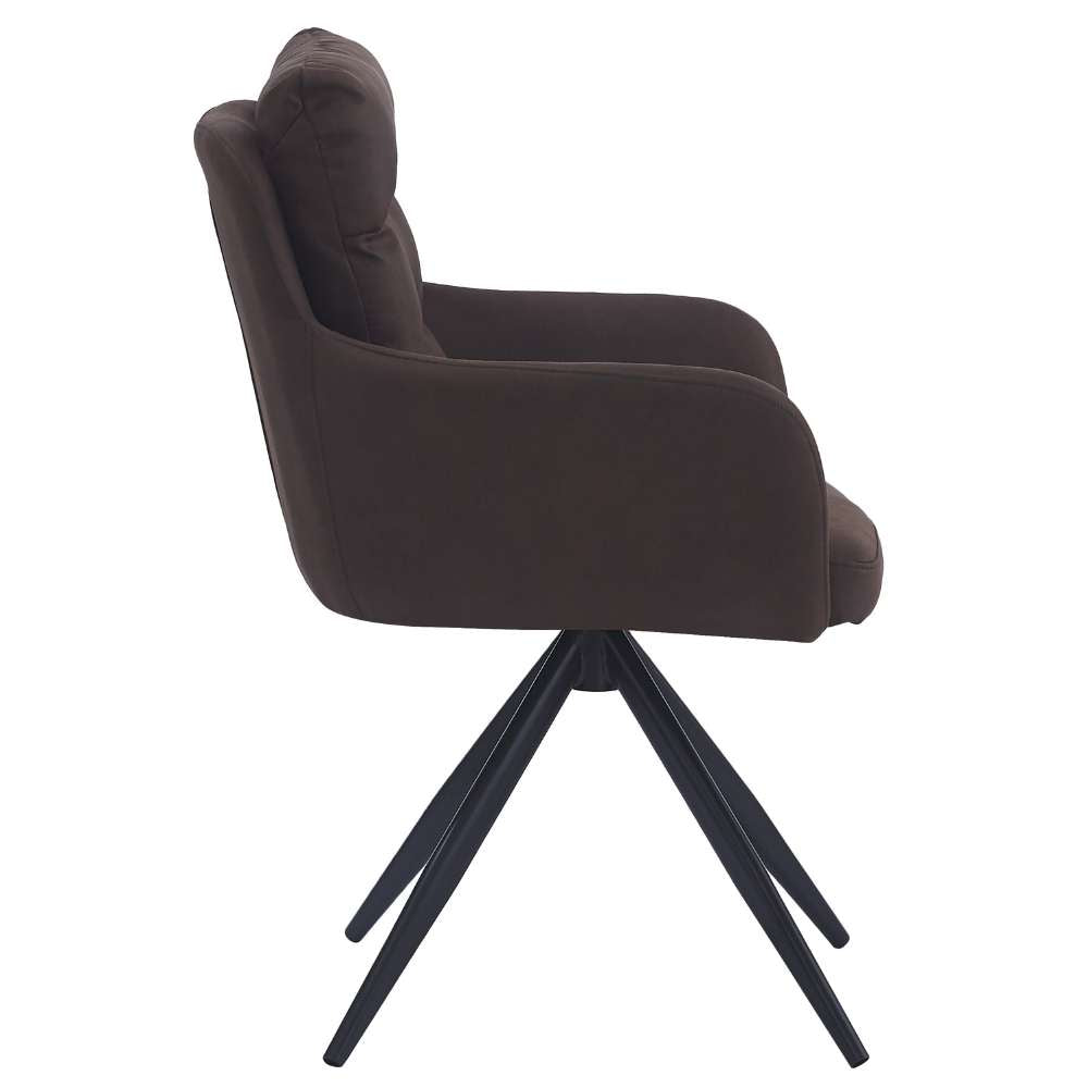 Bequemer 360° Drehstuhl GEORGIA vintage-braun Mikrofaser Metall