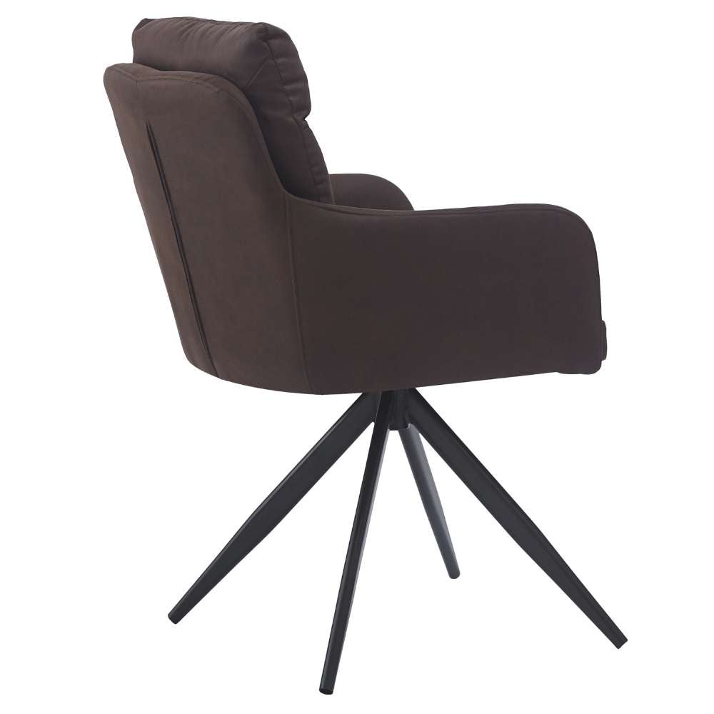 Bequemer 360° Drehstuhl GEORGIA vintage-braun Mikrofaser Metall