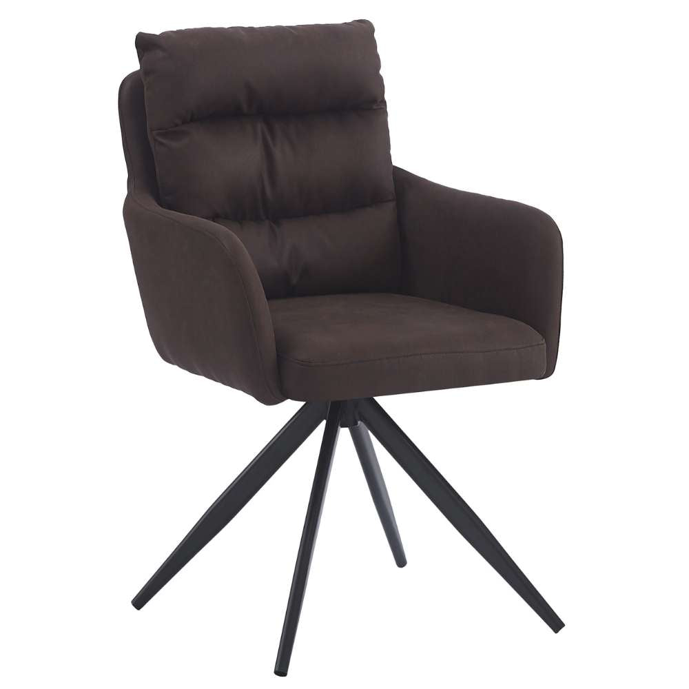 Bequemer 360° Drehstuhl GEORGIA vintage-braun Mikrofaser Metall