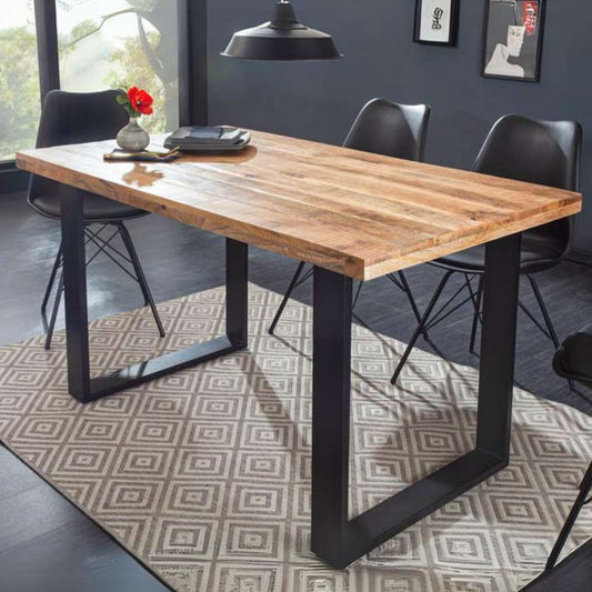 Industrie-Look Esstisch ARTE 140cm Mangoholz natural Eisengestell