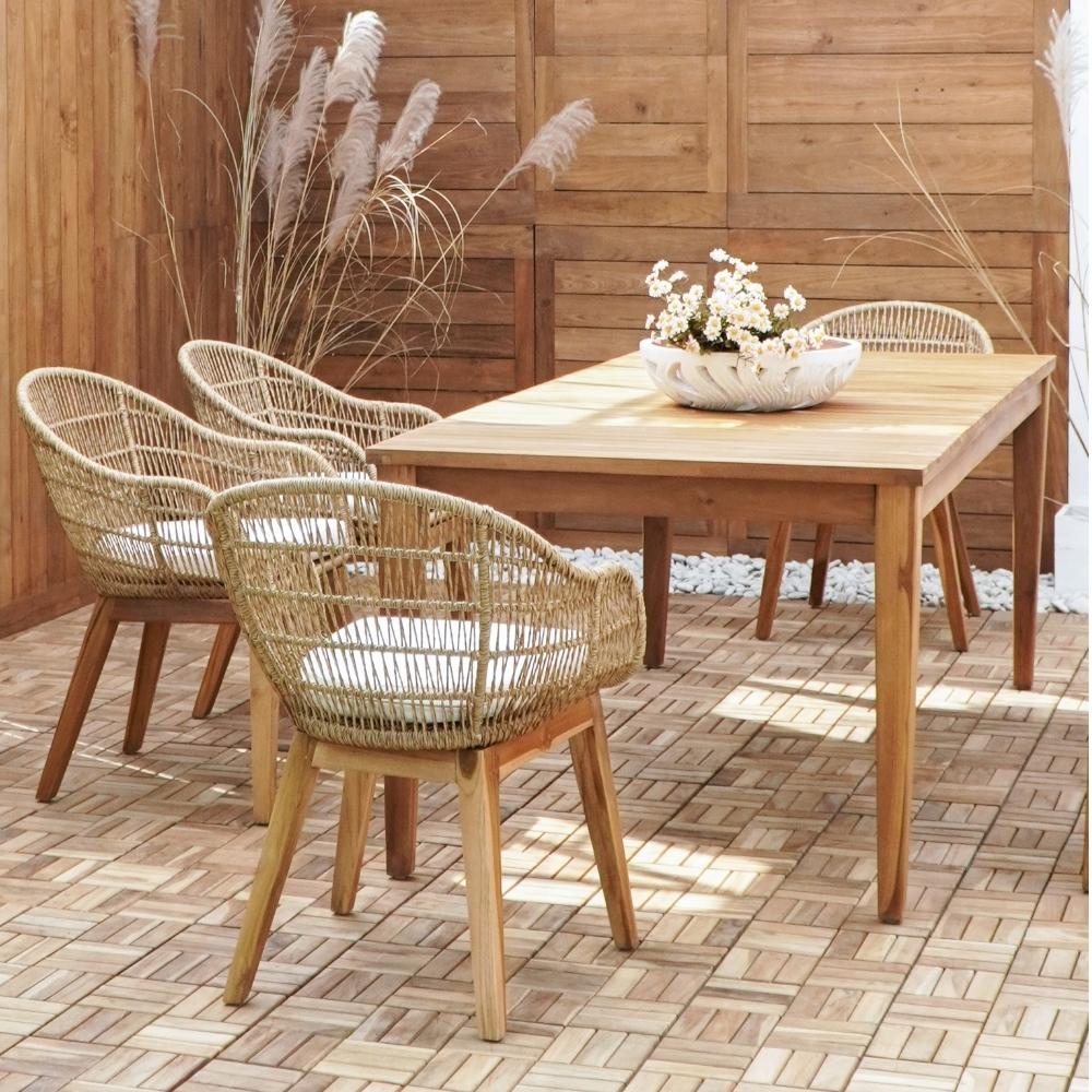 Teak-Esstisch LUKA 200x90 cm massiv Outdoor Indoor