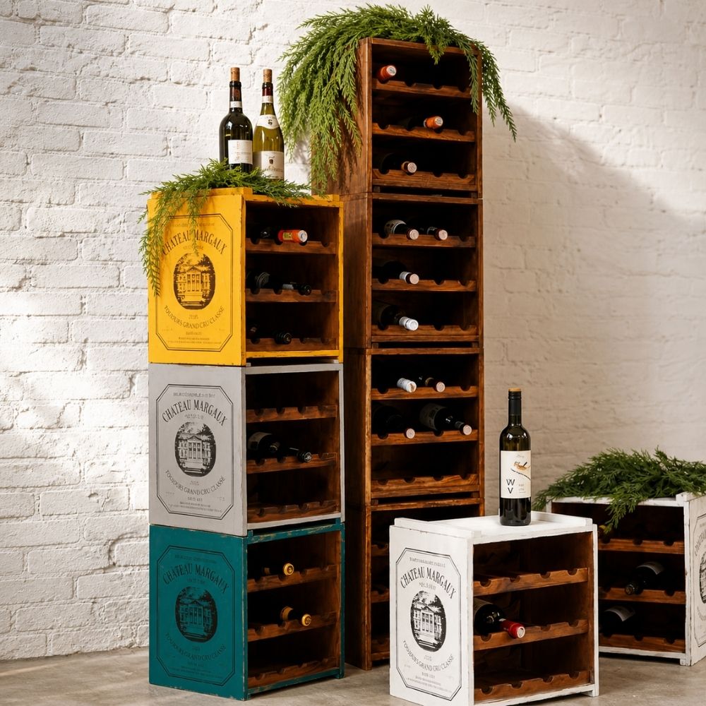 Flaschenbox SURAT Antique Green 40cm Mahagoni Shabby Weinregal