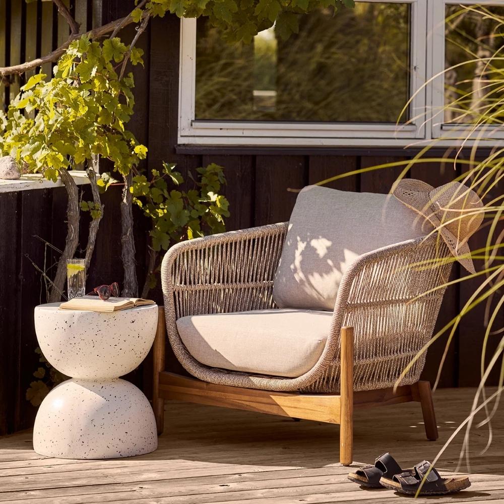 Design Beistelltisch FIBRA 45cm Fieberglass Outdoor Terrazzo-Look