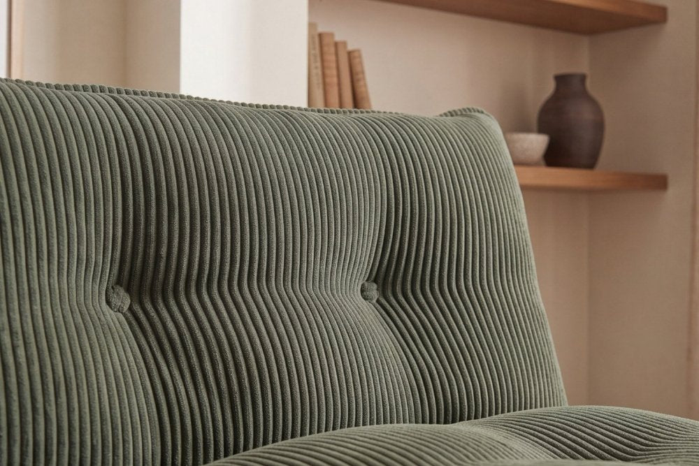 Schlafsofa CAPULO Grün Cord 190cm 3-Sitzer Couch modern