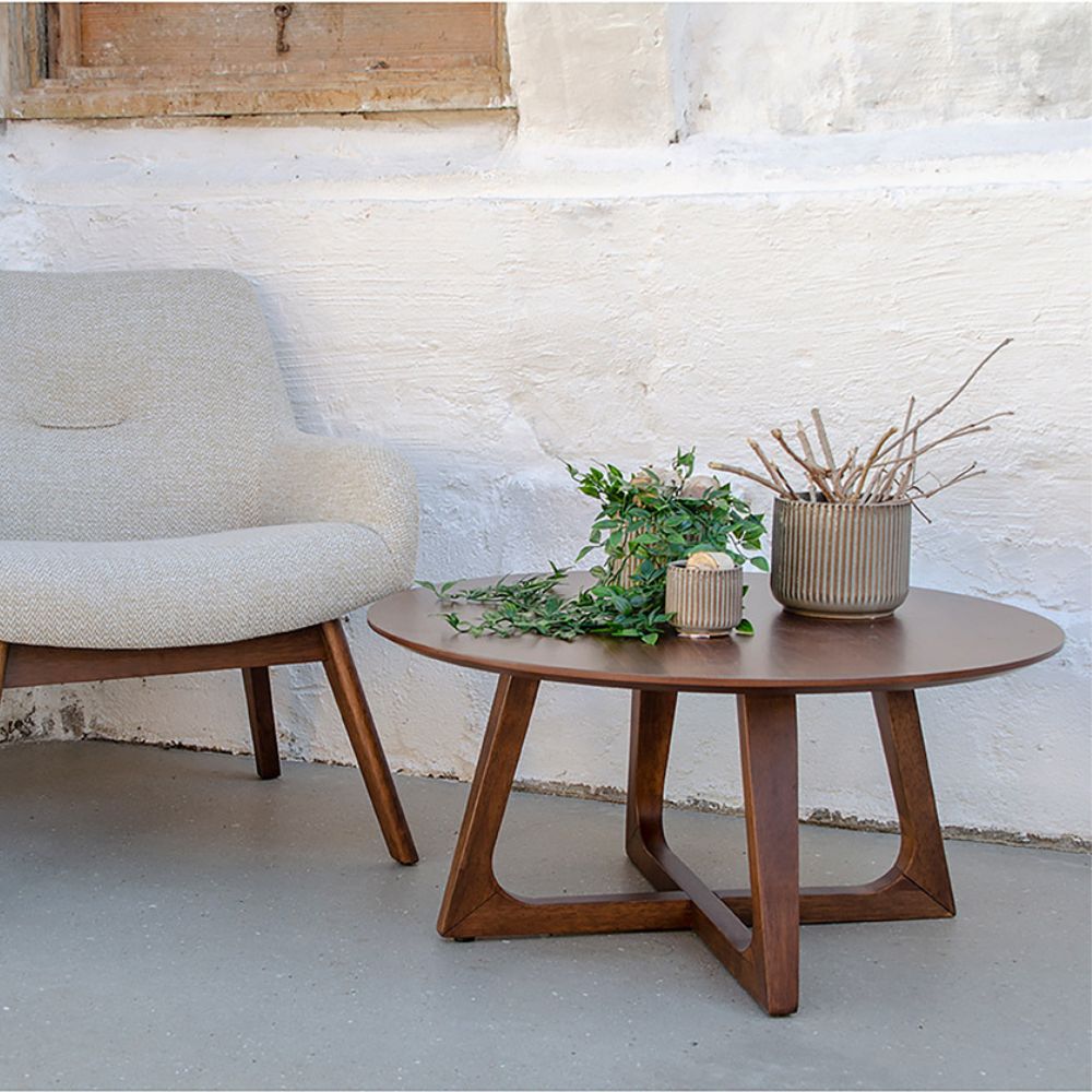 Design Couchtisch PURE in Walnuss Furnier Ø 75 cm