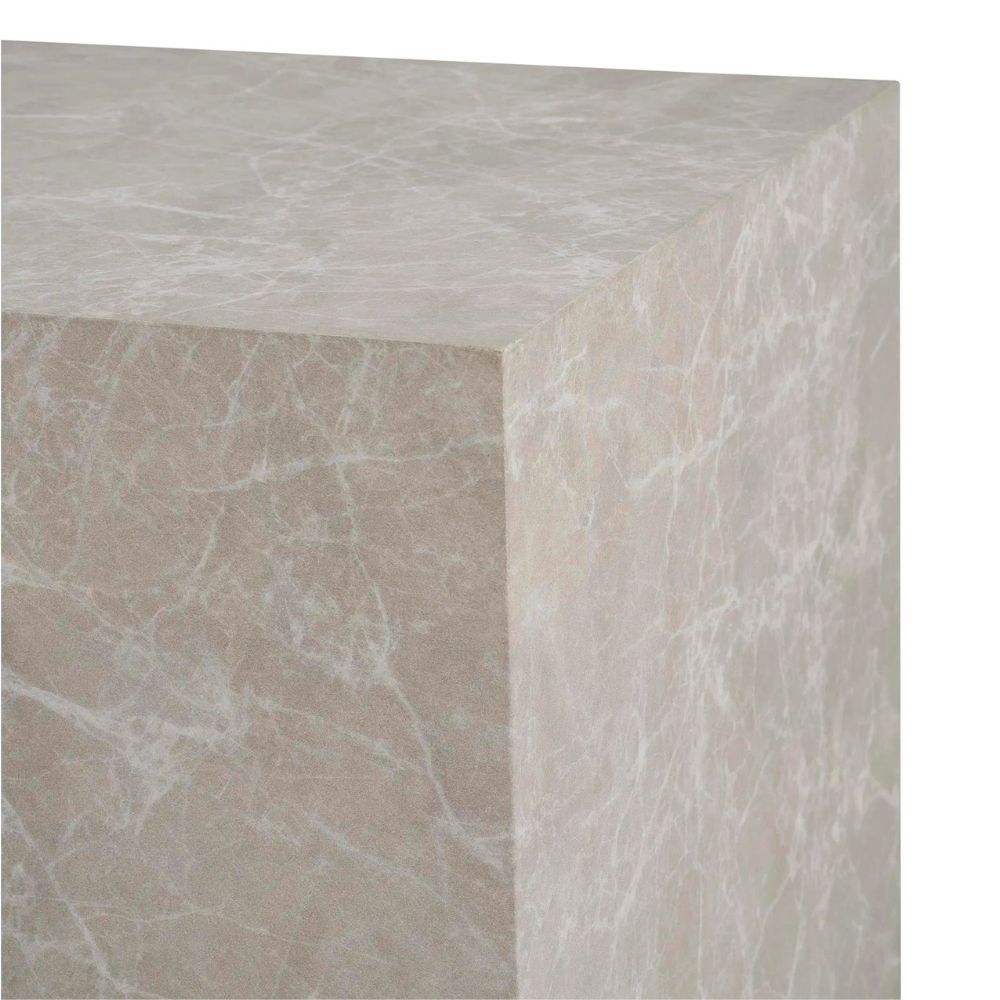 Design Beistelltisch POSTATO 50cm Marmor-Look beige creme Pflanzsäule