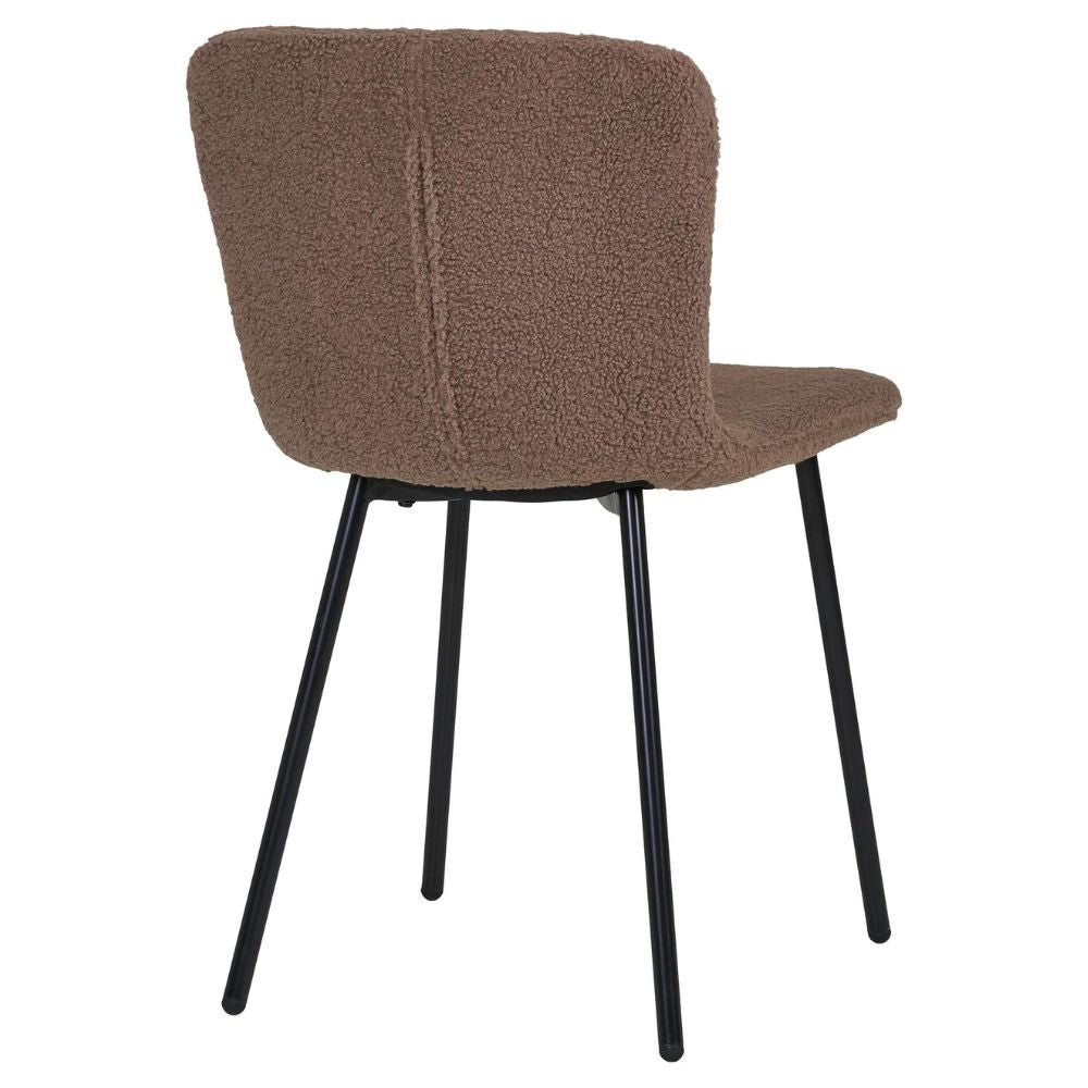 2er Set - Retro Stuhl HANNA braun Bouclé-Stoff schwarze Beine