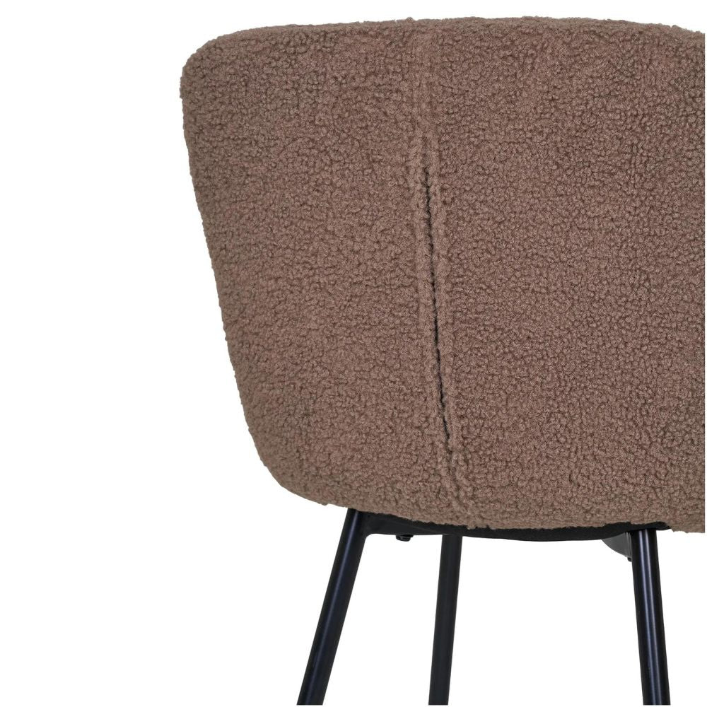 2er Set - Retro Stuhl HANNA braun Bouclé-Stoff schwarze Beine