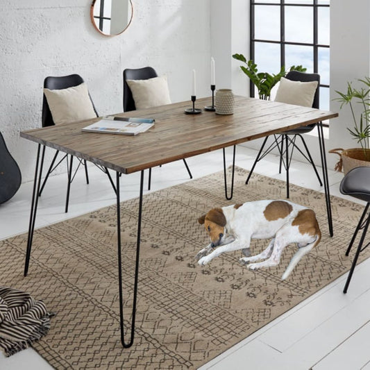 Industrie-Look Esstisch ALINA 160cm living-brown Akazie Metallbeine