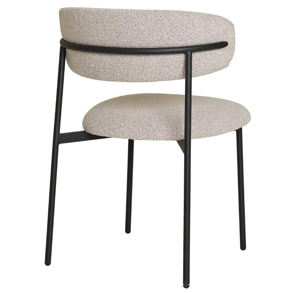 2er Set - Retro Stuhl VOGUE sand Bouclé-Stoff schwarze Beine