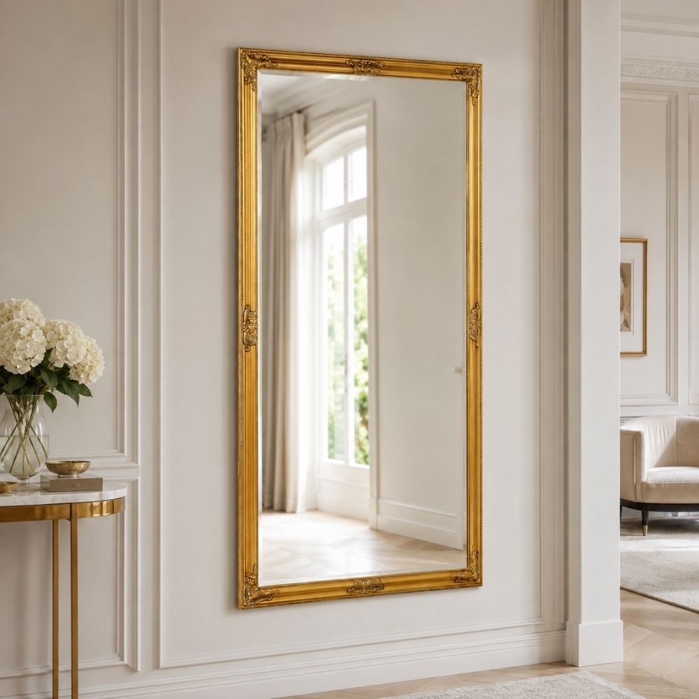 Eleganter Barock Spiegel BESSA 180x100cm Antik-Gold