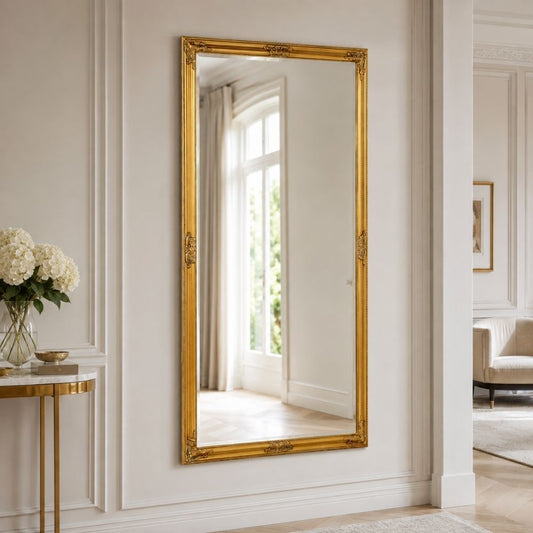 Eleganter Barock Spiegel BESSA 180x100cm Antik-Gold