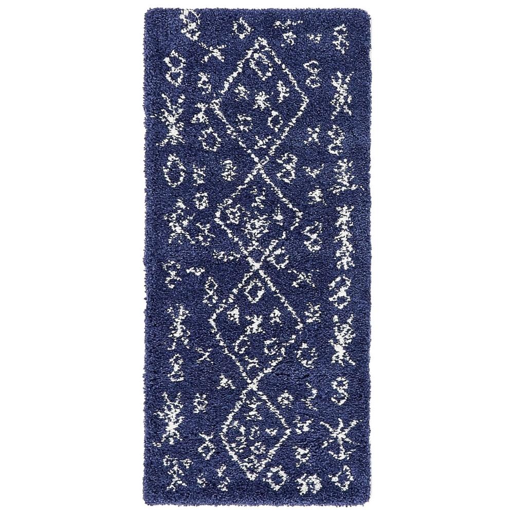 Teppich MARA Shaggy Läufer Marineblau 80x185 cm