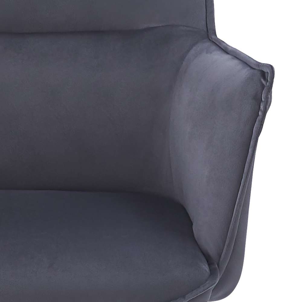 Drehbarer Design Stuhl AURELIA dunkel-grau Samt Metallgestell 360°