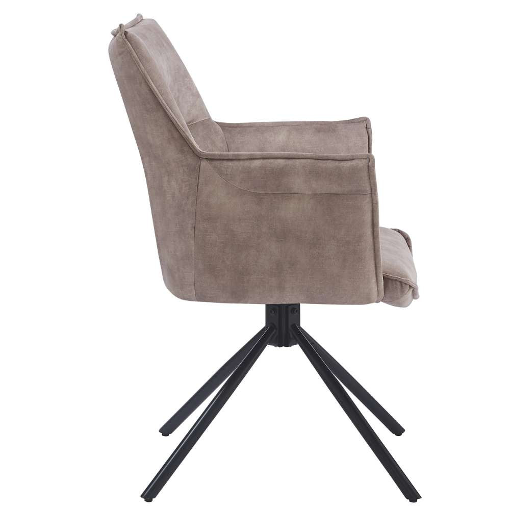 Drehbarer Design Stuhl AURELIA creme Samt Metallgestell 360°