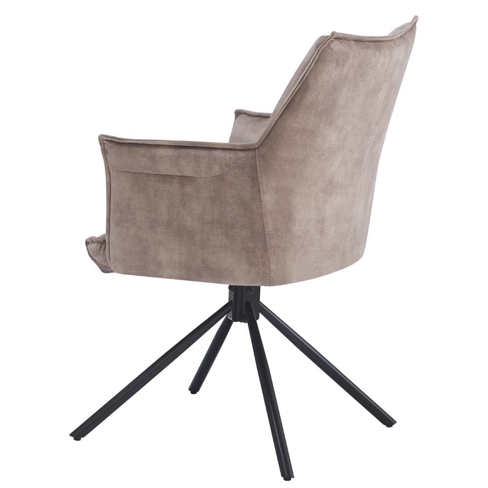 Drehbarer Design Stuhl AURELIA creme Samt Metallgestell 360°
