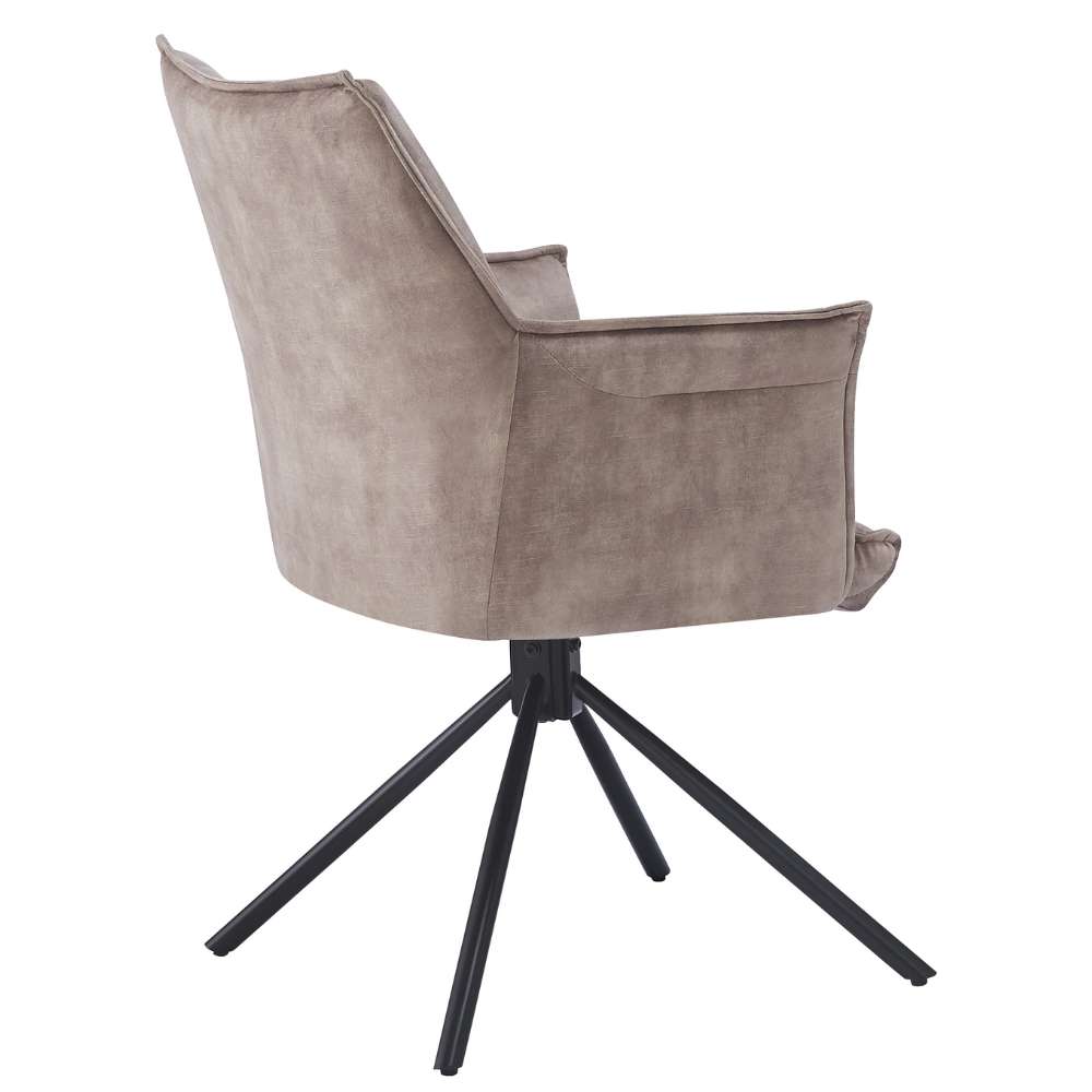 Drehbarer Design Stuhl AURELIA creme Samt Metallgestell 360°