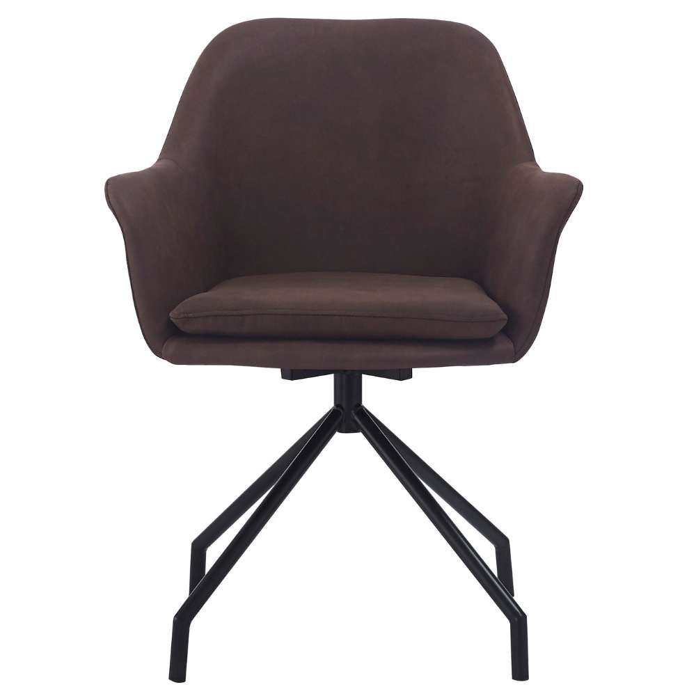 Drehbarer Stuhl JUDIKA vintage-braun Mikrofaser 360° mit Armlehne