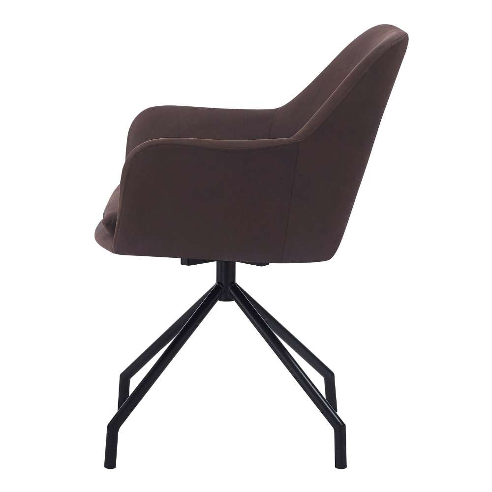Drehbarer Stuhl JUDIKA vintage-braun Mikrofaser 360° mit Armlehne