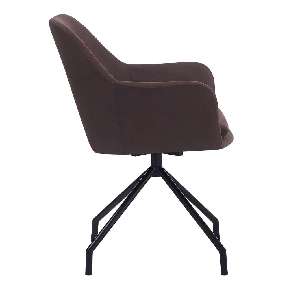Drehbarer Stuhl JUDIKA vintage-braun Mikrofaser 360° mit Armlehne