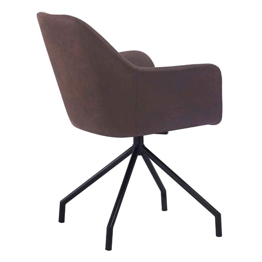 Drehbarer Stuhl JUDIKA vintage-braun Mikrofaser 360° mit Armlehne