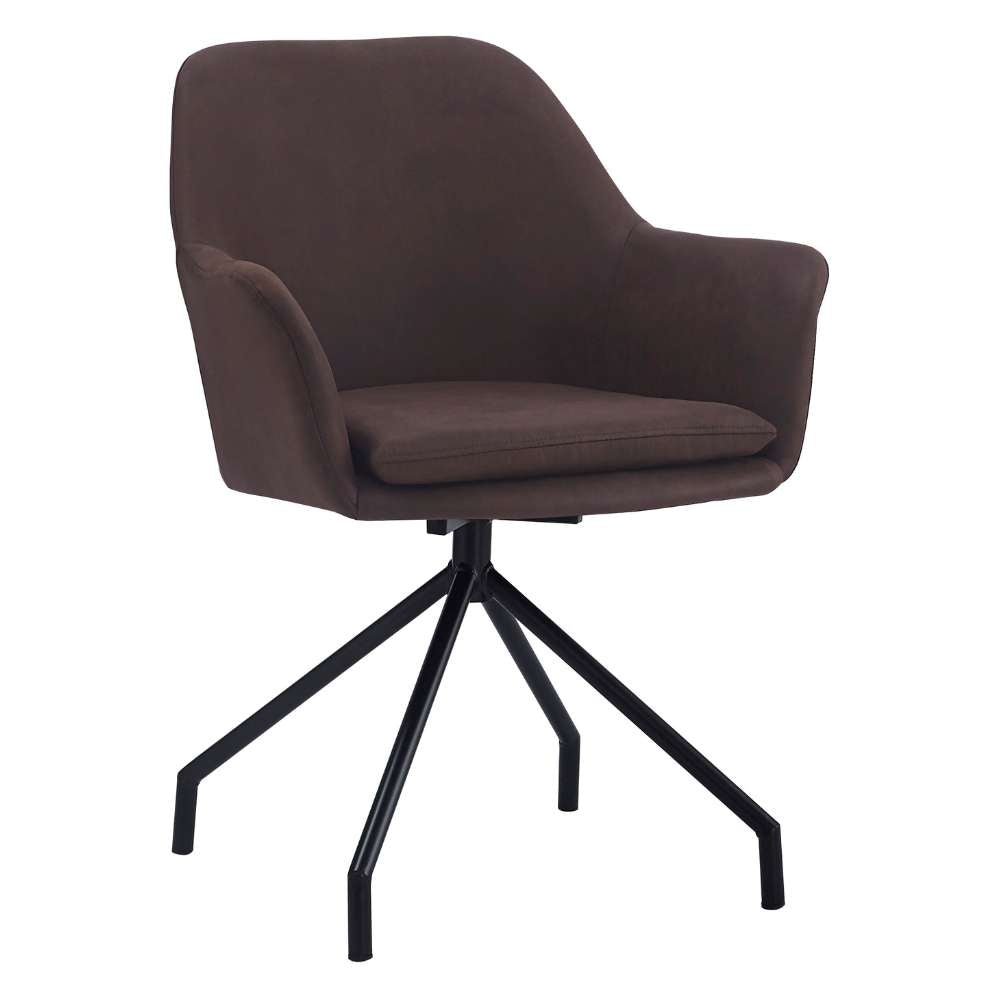 Drehbarer Stuhl JUDIKA vintage-braun Mikrofaser 360° mit Armlehne