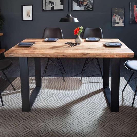 Industrie-Look Esstisch ARTE 120cm Mangoholz natural Eisengestell