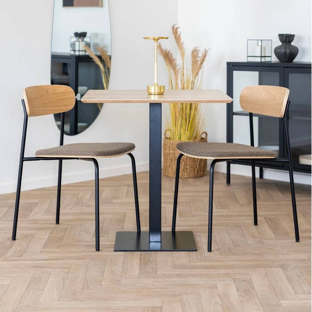 Moderner Esstisch CAFE 70cm natur Eichelook Metallgestell Bistro