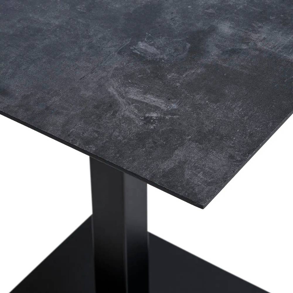 Moderner Esstisch CAFE 70cm schwarz Marmor-Look Metallgestell Bistro