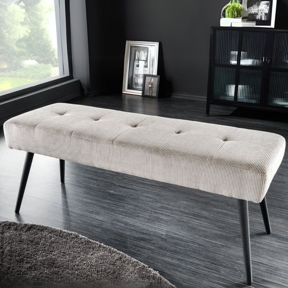 Moderne Sitzbank BELLE 100cm hell-grau Cord