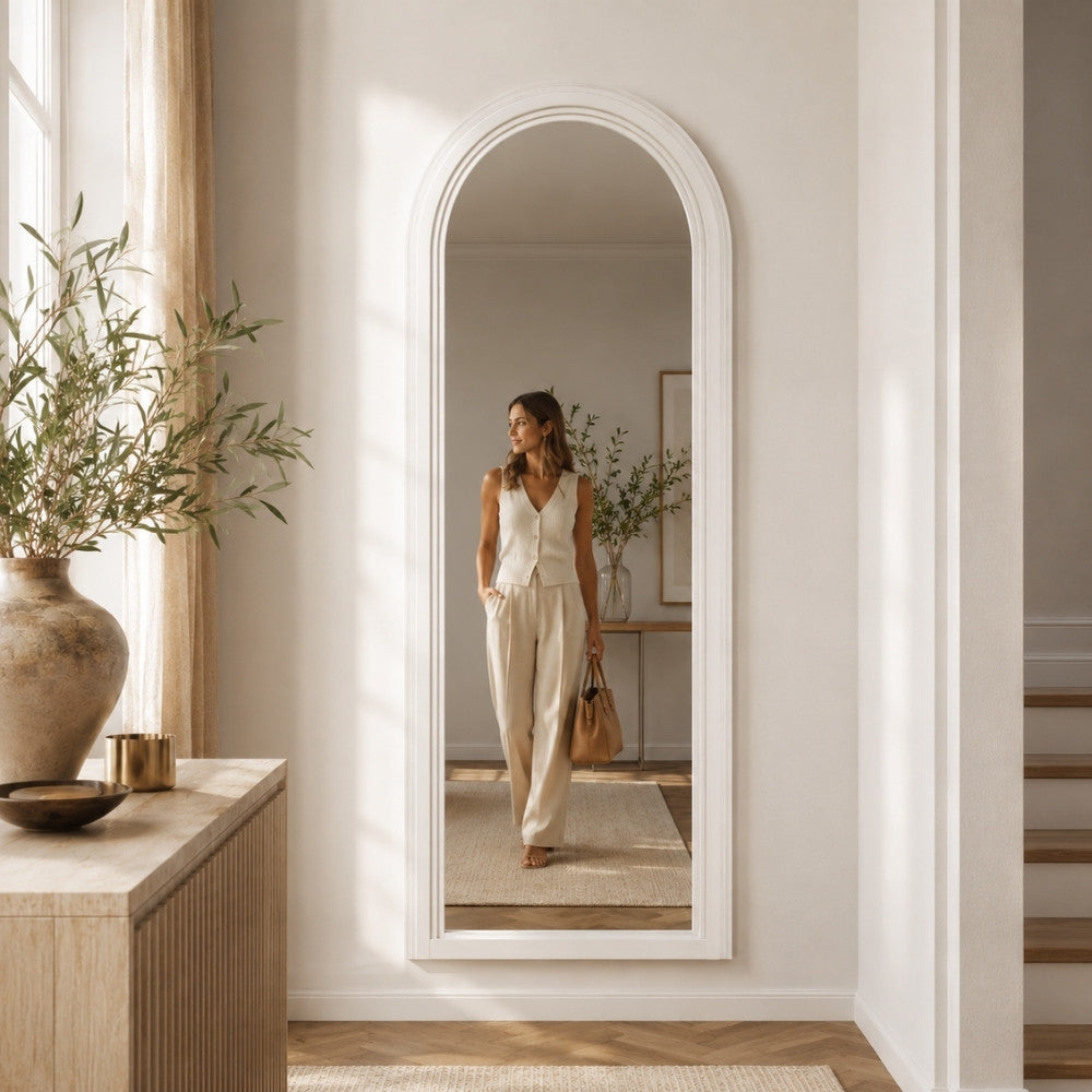 Design Rundbogen Spiegel 180x85cm FORMOSA greige Wandspiegel